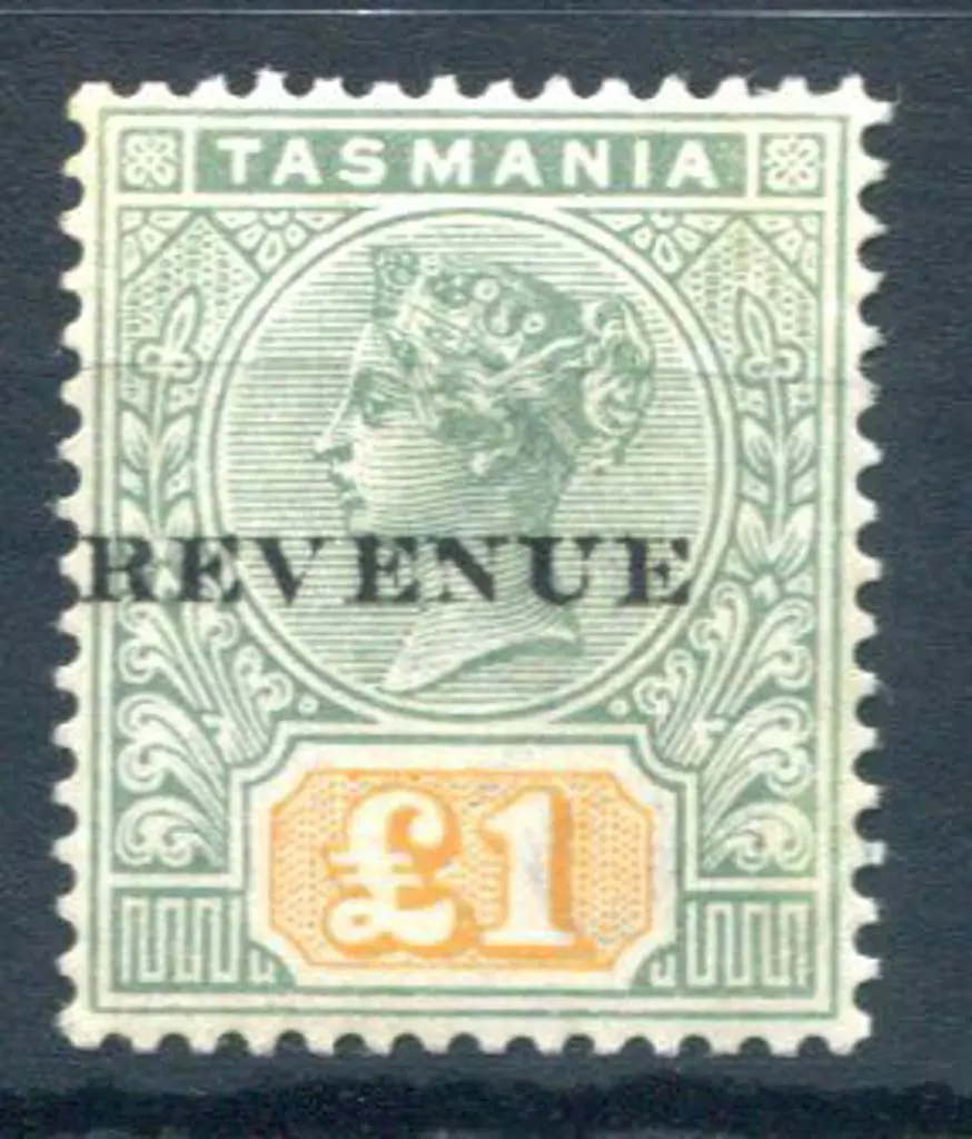1900 £1 green & yellow ovptd "REVENUE". MLH. SG ... Image 1++