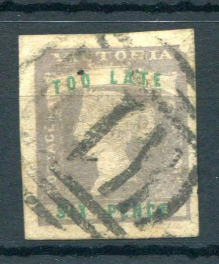 1854/55 6d "TOO LATE" lilac & green imperf with 4 ... Image 1++
