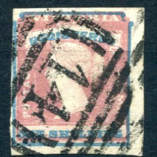 1854/55 1/- (Registered) rose pink & blue with ...