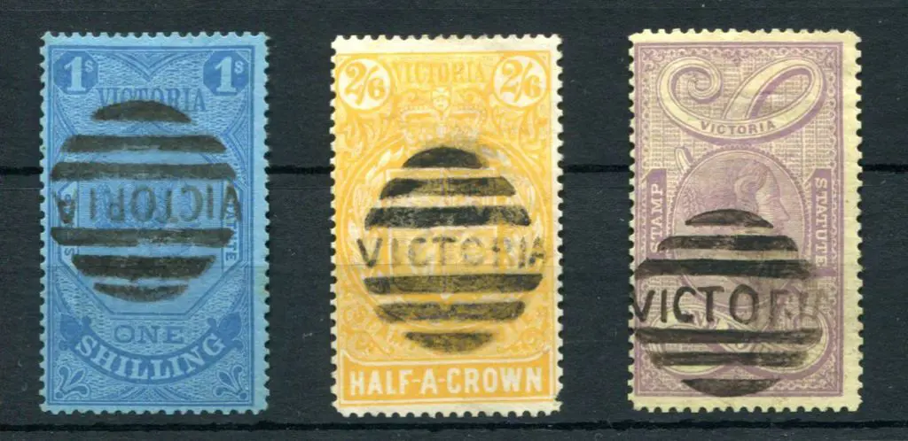 1884 Stamp Statute 1/- blue on blue, 2/6d orange ... Image 1++