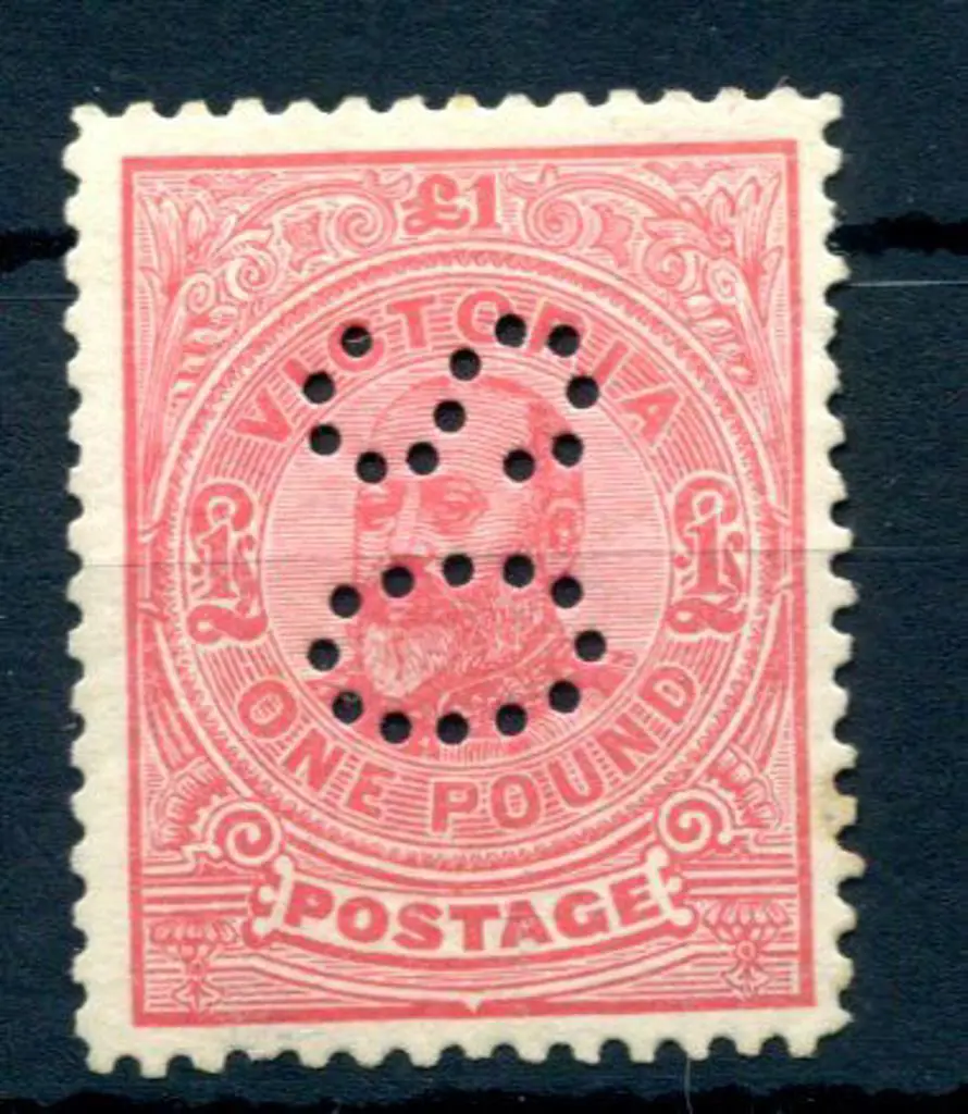 1901/10 £1 rose wmk V/Crown, perf 11 & perfined ... Image 1++