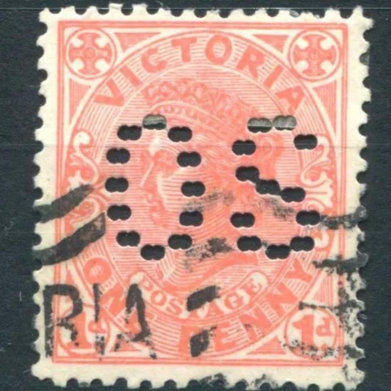 1905 1d rose-red double perfined "OS". Fine used ...