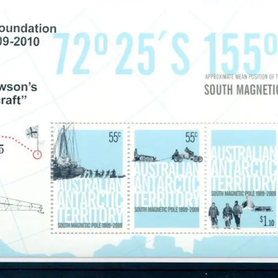 2009 South Magnetic Pole M/S ovptd "Mawson's Huts ...