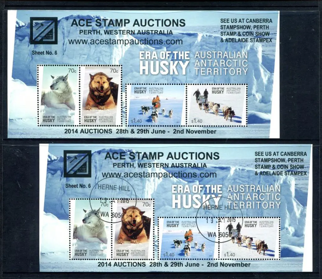 2014 Husky Era M/S's ovptd "ACE STAMP AUCTIONS" ... Image 1++