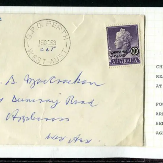 1958 (15th Oct) 10c QEII ovptd "CHRISTMAS ISLAND" ...