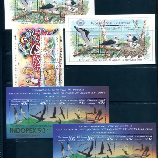 1990 Abbots Booby M/S's ovptd "NZ 1990 World Stamp ...