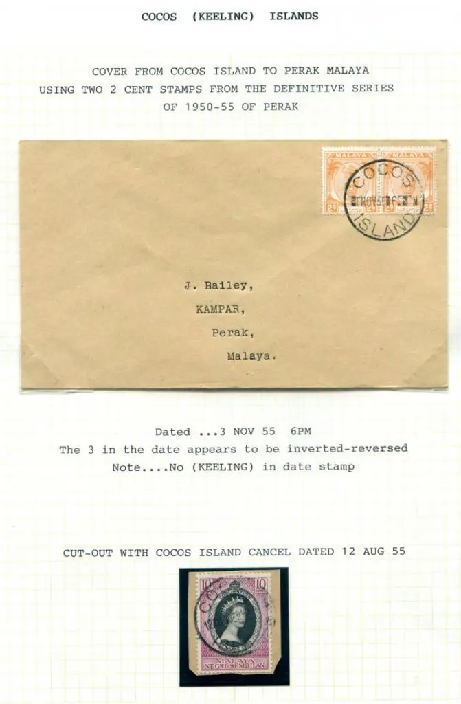 1955 (3rd Nov) "COCOS ISLAND" cds tying 2c orange ... Image 1++