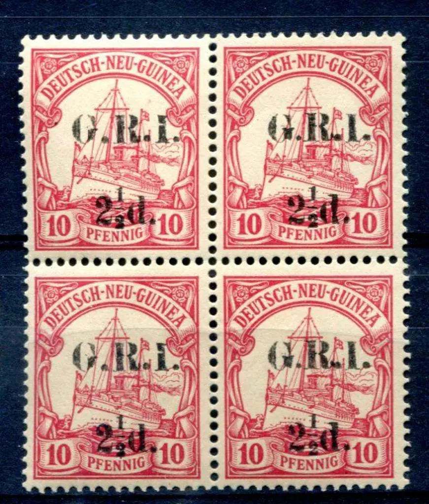 1914/15 "G.R.I." & "2½d." (6mm apart) on German ... Image 1++