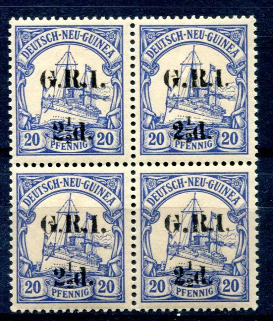 1914/15 "G.R.I." & "2½d." (6mm apart) on German ... Image 1++