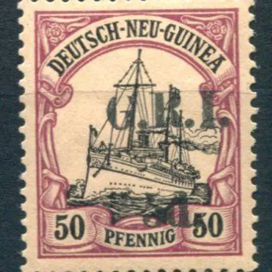 1914/15 "G.R.I. 5d." on 50pf black & purple on ...