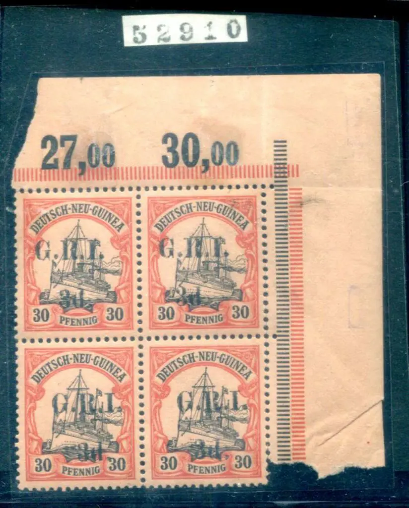 1914/15 "3d." on 30pf black & orange on buff ... Image 1++