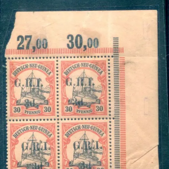 1914/15 "3d." on 30pf black & orange on buff ...