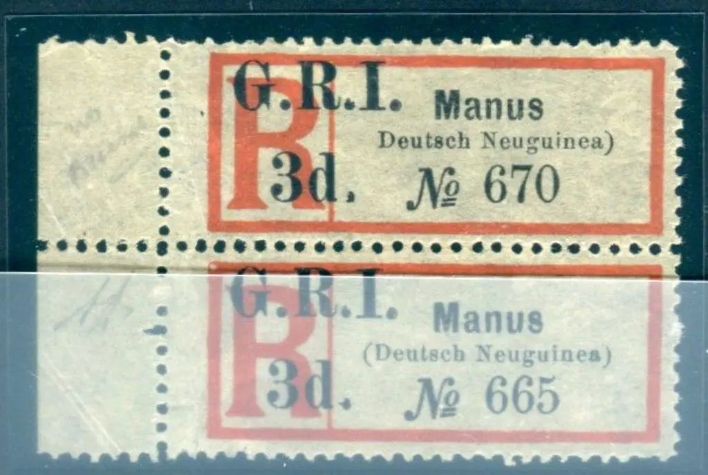 1915 "G.R.I. 3d." Surcharge on "Manus" ... Image 1++