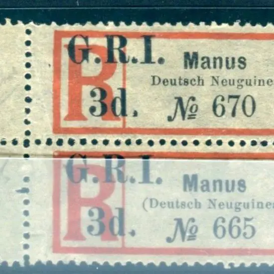 1915 "G.R.I. 3d." Surcharge on "Manus" ...