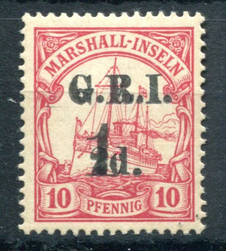 1914 1d on 2d surcharge on German Marshall Islands ... Image 1++