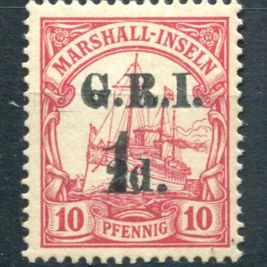 1914 1d on 2d surcharge on German Marshall Islands ...