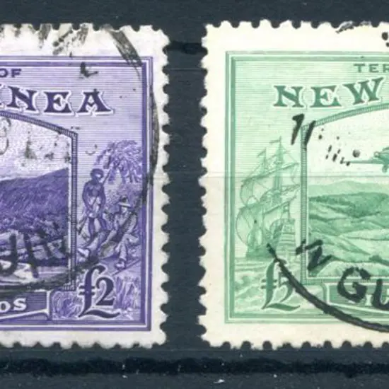 1935 £2 violet & £5 emerald-green Bulolo ...