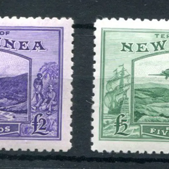 1935 £2 violet & £5 emerald-green Bulolo ...