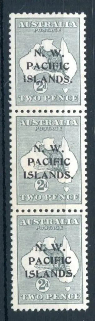 1915 2d grey kangaroo in vertical "a, b, c" strip ... Image 1++