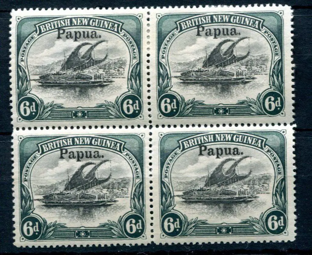 1906 Large "Papua" ovpt on 6d black & myrtle green ... Image 1++