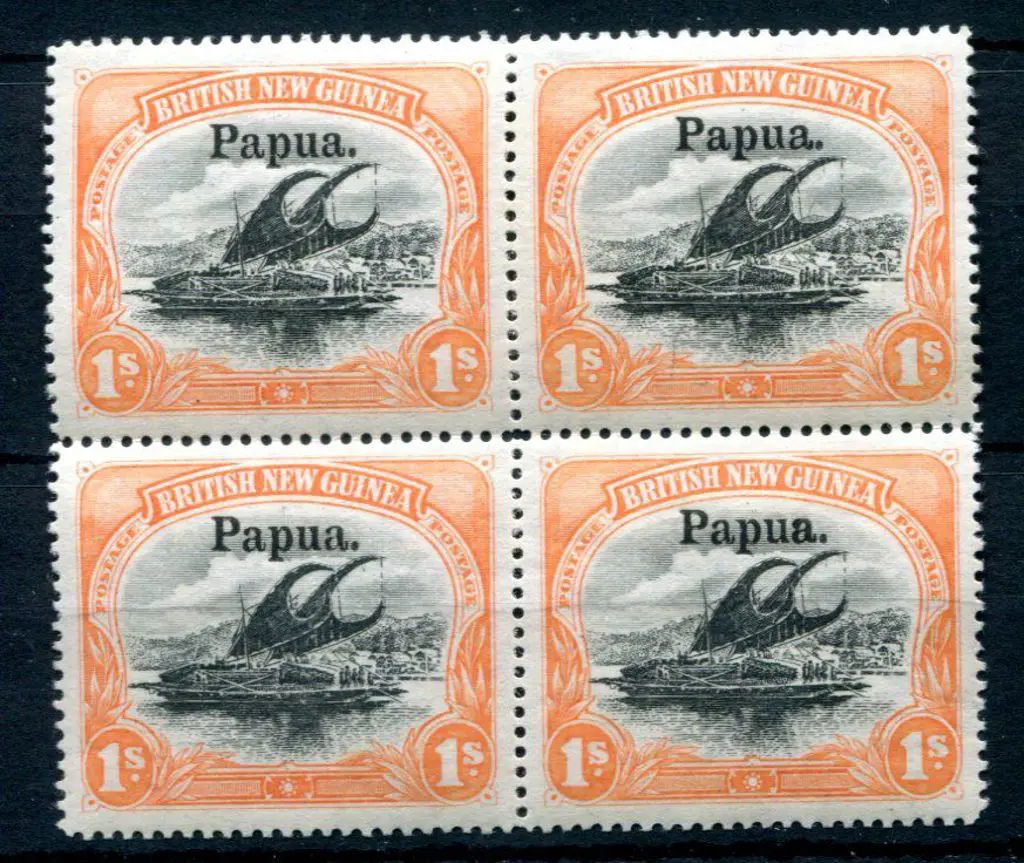 1906 Large "Papua" ovpt on 1/- black & orange ... Image 1++