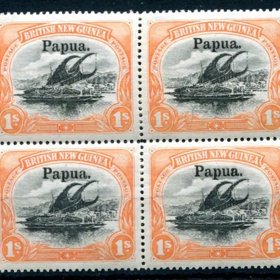 1906 Large "Papua" ovpt on 1/- black & orange ...