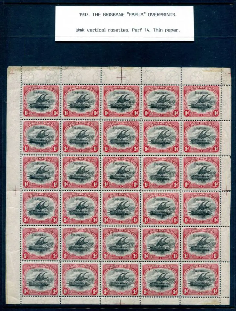 1907 1d black & carmine with small "Papua" ovpt on ... Image 1++
