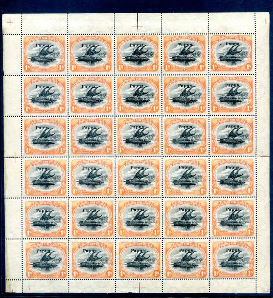 1907 1/- black & orange with small "Papua" ovpt on ... Image 1++