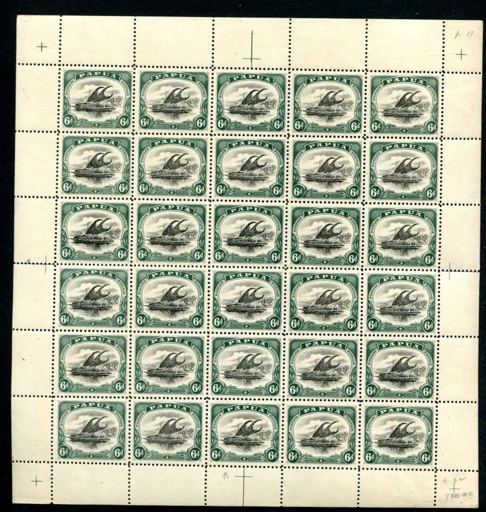 1907/10 6d black & myrtle-green small "Papua", wmk ... Image 1++