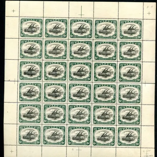 1907/10 6d black & myrtle-green small "Papua", wmk ...
