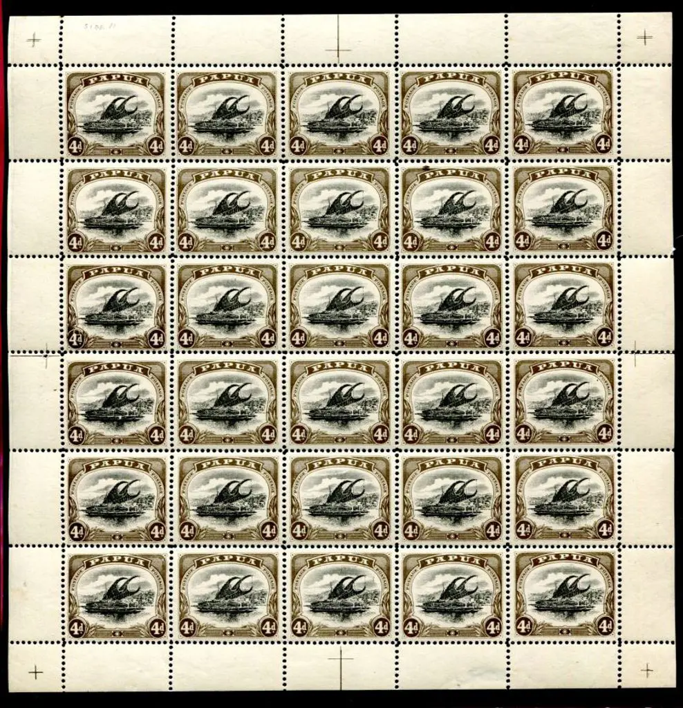 1907/10 4d black & sepia small "Papua", wmk ... Image 1++