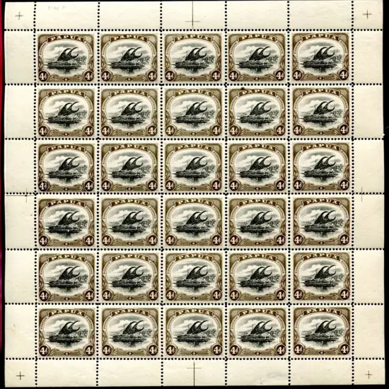 1907/10 4d black & sepia small "Papua", wmk ...