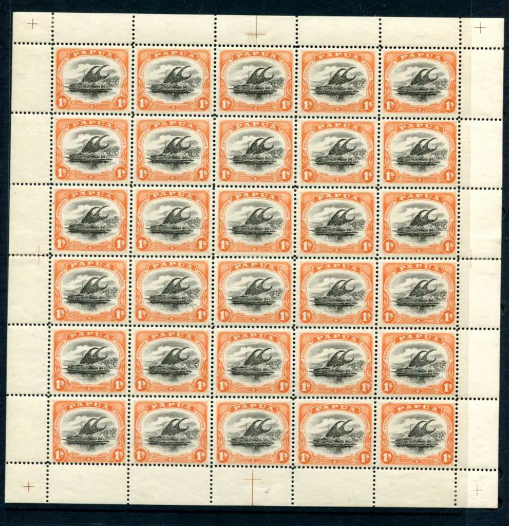 1907/10 1/- black & orange small "Papua", wmk ... Image 1++