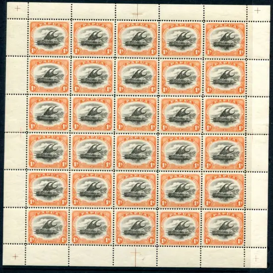 1907/10 1/- black & orange small "Papua", wmk ...