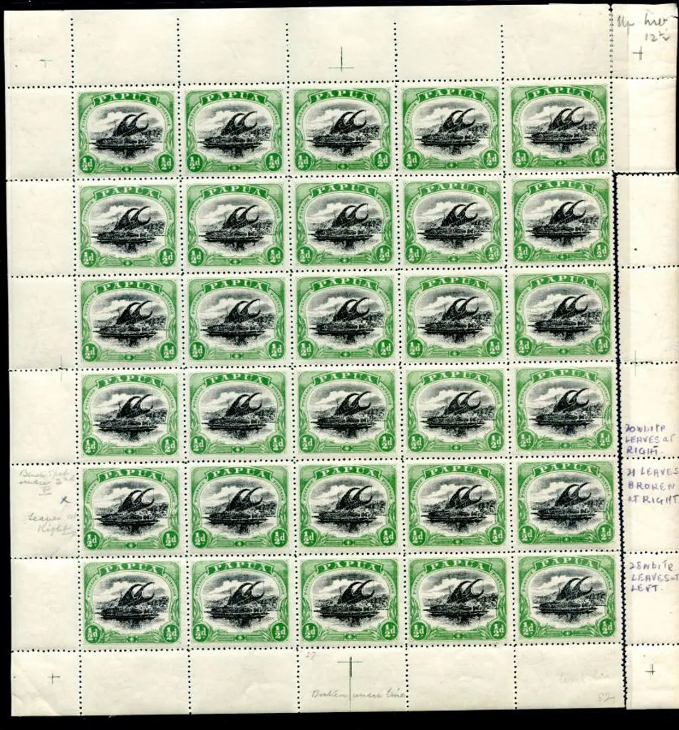 1910 ½d black & green large "Papua" with upright ... Image 1++