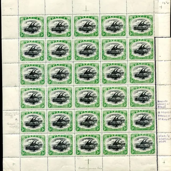 1910 ½d black & green large "Papua" with upright ...