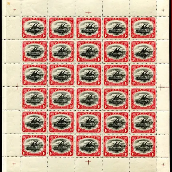 1910 1d black & carmine large "Papua" with upright ...