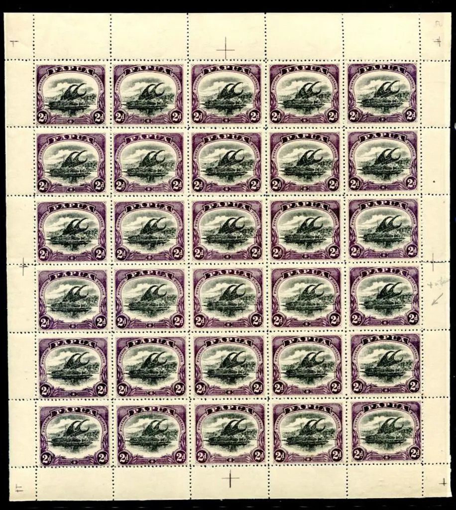 1910 2d black & dull purple large "Papua" with ... Image 1++