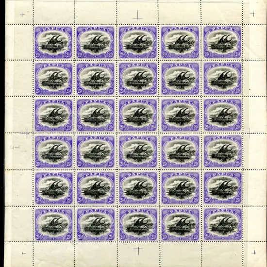 1910 2½d black & blue-violet large "Papua" with ...