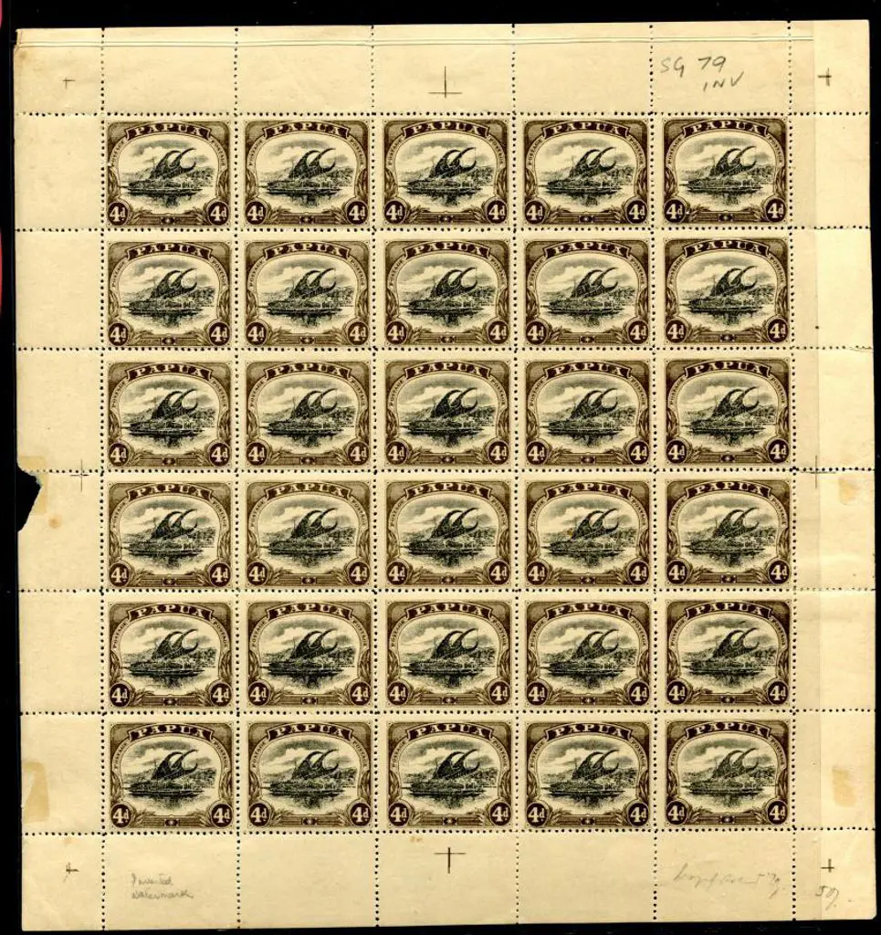 1910 4d black & sepia large "Papua" with upright ... Image 1++