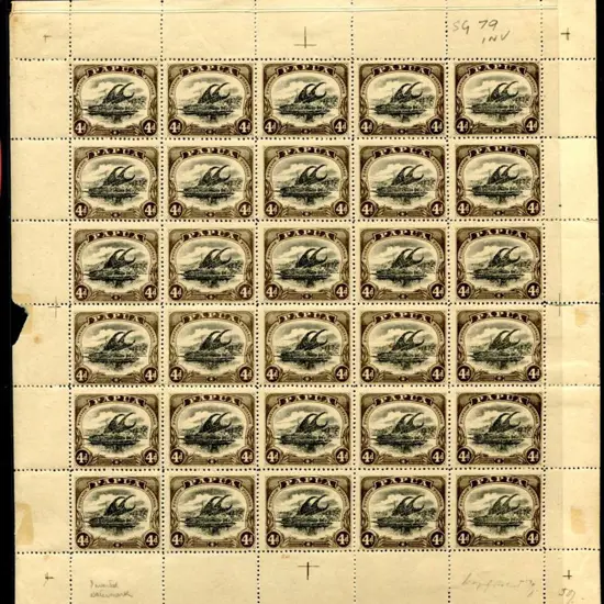 1910 4d black & sepia large "Papua" with upright ...