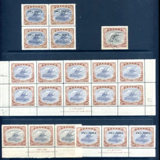 1916/31 1½d ovptd "TWO PENCE" in A.J. Mullett ...