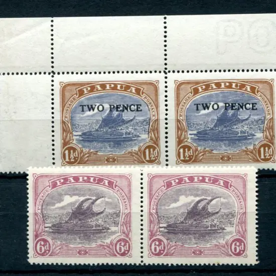 1916/31 6d Harrison pair with "POSTACE" variety on ...