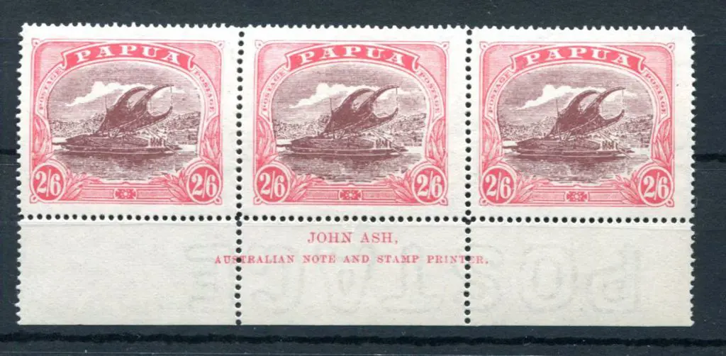 1927 2/6d Lakatoi in John Ash imprint strip of 3. ... Image 1++
