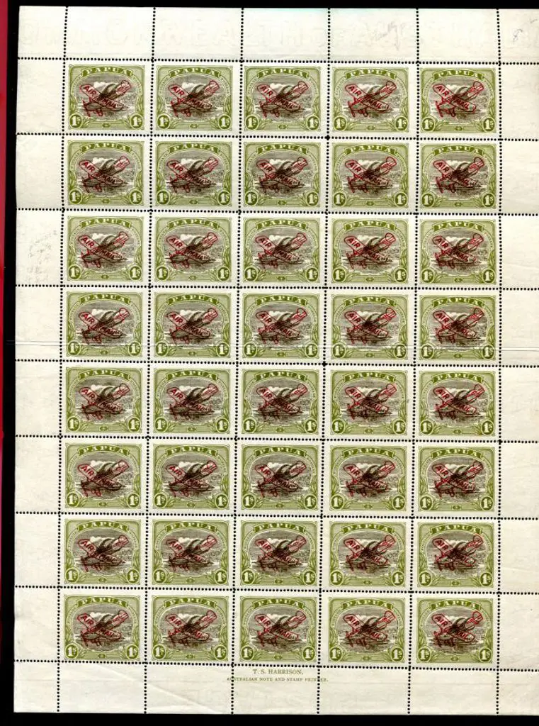 1930 1/- sepia & olive ovptd "AIR MAIL" with TS ... Image 1++