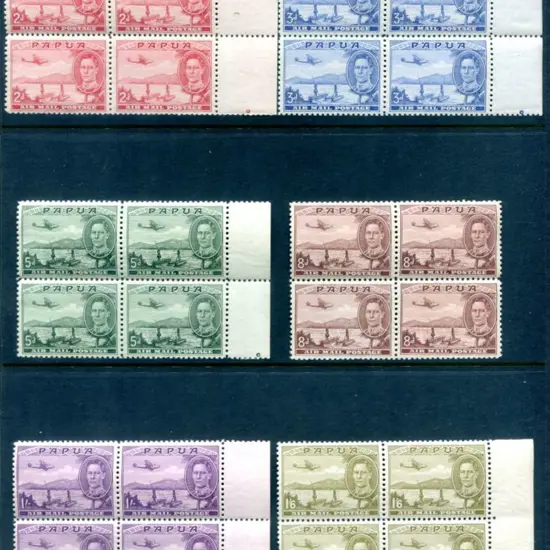 1939/41 KGVI Airmails set of 6 in MUH blocks of 4, ...