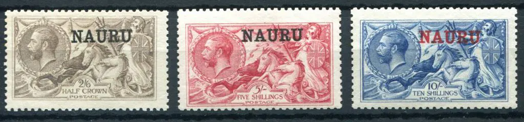 1916/23 Seahorses set of 3 with 2/6d pale brown ... Image 1++