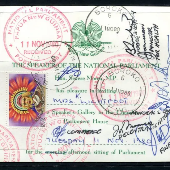 1980 (11th Nov) National Parliament Invitation to ...