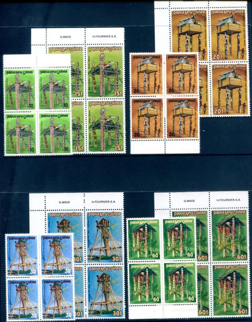 1985 Ceremonial Structures set of 4 trial stamps ... Image 1++