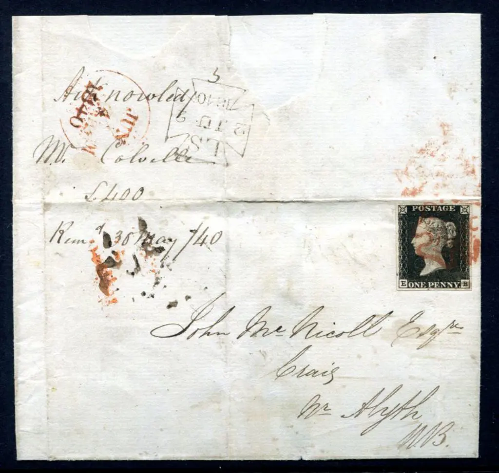 1840 (2nd June) 1d intense black with 4 clear ... Image 1++